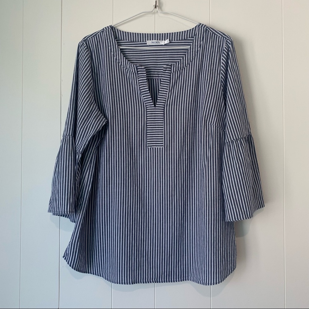 Striped Blouse with Bell Sleeves